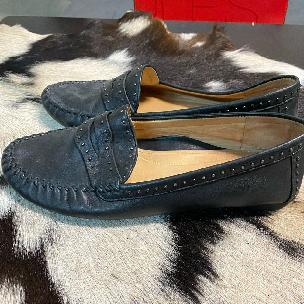 Nurture Womens Linnell Loafer Flat Shoes Leather Slip On Cushioned 9.5 M